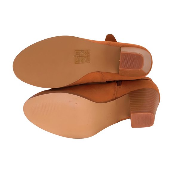 Kaensi Brown Tie-Accent Block-Heel Bootie Womens Shoes, Brown, Size 6 - Picture 5 of 5